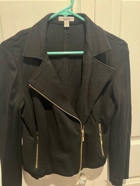 Bar III Black Moto Jacket with Gold Zippers